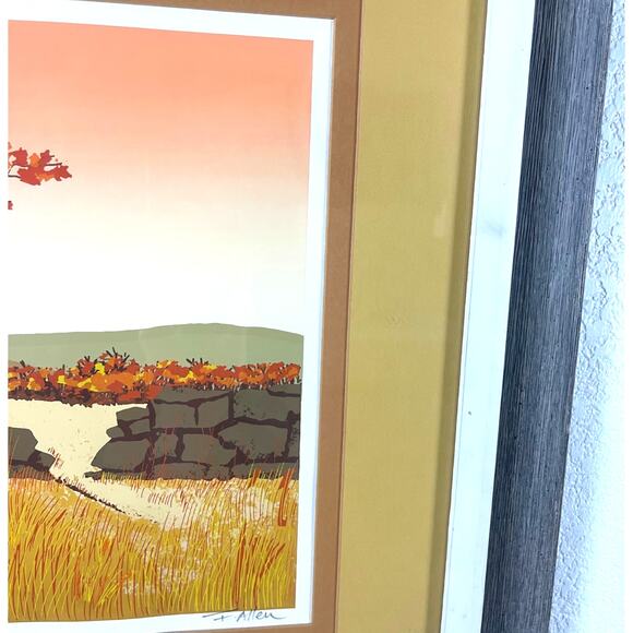Autumn Landscape Lithograph Framed Artwork - Picture 6 of 9